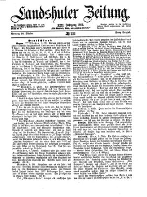 Landshuter Zeitung Sonntag 10. Oktober 1869