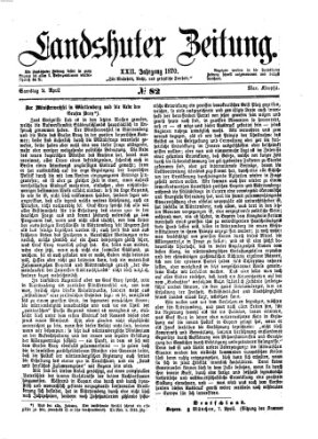 Landshuter Zeitung Samstag 9. April 1870