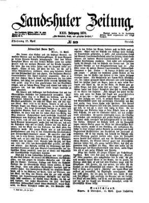 Landshuter Zeitung Sonntag 17. April 1870