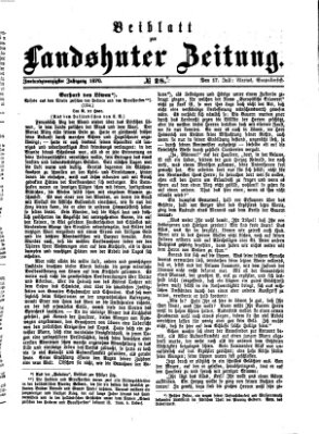 Landshuter Zeitung Sonntag 17. Juli 1870