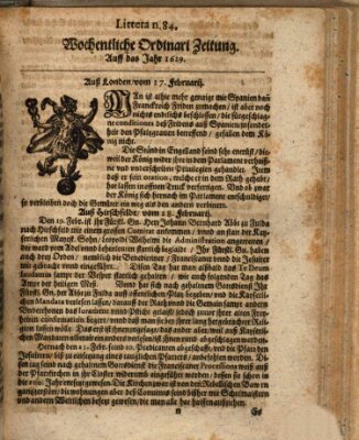 Wochentliche Ordinari Zeitung (Süddeutsche Presse) Dienstag 27. Februar 1629