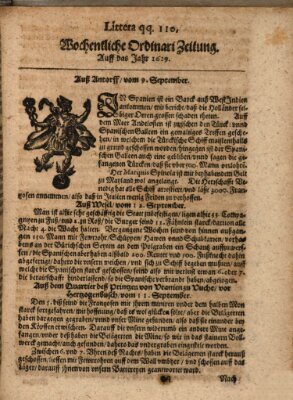Wochentliche Ordinari Zeitung (Süddeutsche Presse) Sonntag 9. September 1629