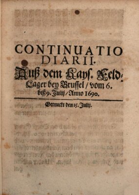 Ordentliche wochentliche Post-Zeitungen Samstag 15. Juli 1690