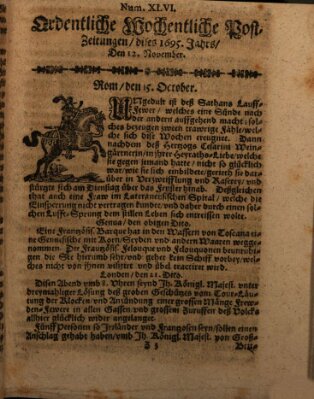 Ordentliche wochentliche Post-Zeitungen Samstag 12. November 1695