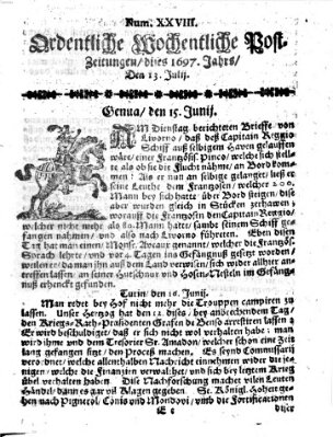 Ordentliche wochentliche Post-Zeitungen Samstag 13. Juli 1697
