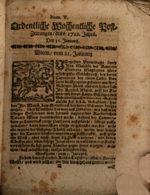 Ordentliche wochentliche Post-Zeitungen Samstag 31. Januar 1722