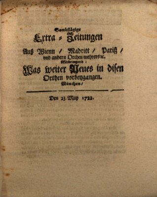 Mercurii Relation, oder wochentliche Ordinari Zeitungen von underschidlichen Orthen (Süddeutsche Presse) Samstag 23. Mai 1722