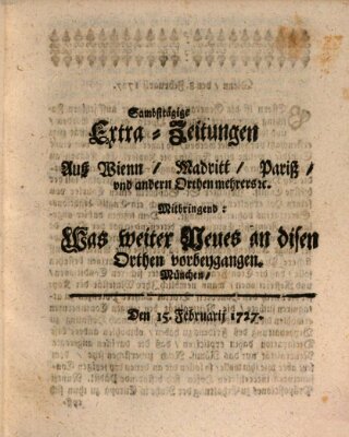 Mercurii Relation, oder wochentliche Ordinari Zeitungen von underschidlichen Orthen (Süddeutsche Presse) Samstag 15. Februar 1727