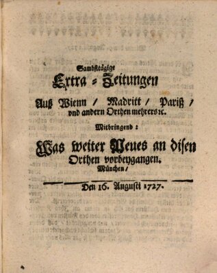 Mercurii Relation, oder wochentliche Ordinari Zeitungen von underschidlichen Orthen (Süddeutsche Presse) Samstag 16. August 1727