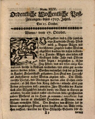 Ordentliche wochentliche Post-Zeitungen Samstag 25. Oktober 1727
