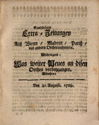 Mercurii Relation, oder wochentliche Ordinari Zeitungen von underschidlichen Orthen (Süddeutsche Presse) Samstag 21. August 1728