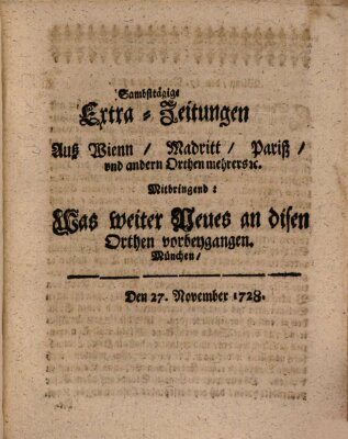 Mercurii Relation, oder wochentliche Ordinari Zeitungen von underschidlichen Orthen (Süddeutsche Presse) Samstag 27. November 1728