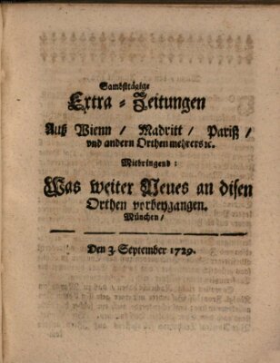 Mercurii Relation, oder wochentliche Ordinari Zeitungen von underschidlichen Orthen (Süddeutsche Presse) Samstag 3. September 1729