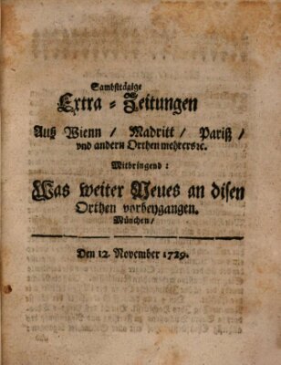 Mercurii Relation, oder wochentliche Ordinari Zeitungen von underschidlichen Orthen (Süddeutsche Presse) Samstag 12. November 1729