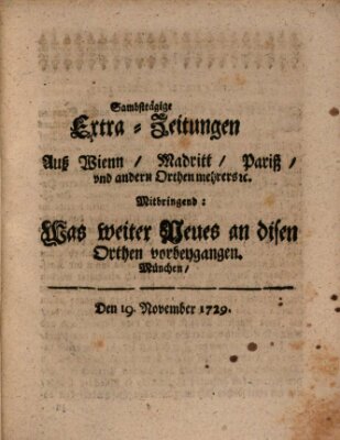 Mercurii Relation, oder wochentliche Ordinari Zeitungen von underschidlichen Orthen (Süddeutsche Presse) Samstag 19. November 1729