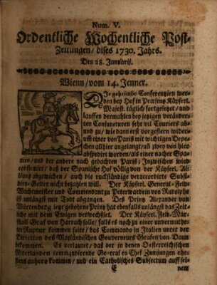 Ordentliche wochentliche Post-Zeitungen Samstag 28. Januar 1730