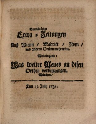 Mercurii Relation, oder wochentliche Ordinari Zeitungen von underschidlichen Orthen (Süddeutsche Presse) Sonntag 15. Juli 1731