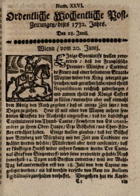 Ordentliche wochentliche Post-Zeitungen Samstag 28. Juni 1732