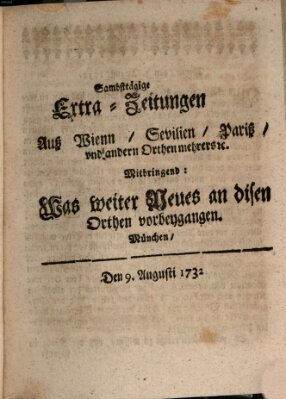 Mercurii Relation, oder wochentliche Ordinari Zeitungen von underschidlichen Orthen (Süddeutsche Presse) Samstag 9. August 1732