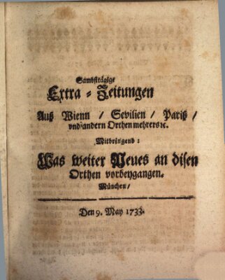 Mercurii Relation, oder wochentliche Ordinari Zeitungen von underschidlichen Orthen (Süddeutsche Presse) Samstag 9. Mai 1733