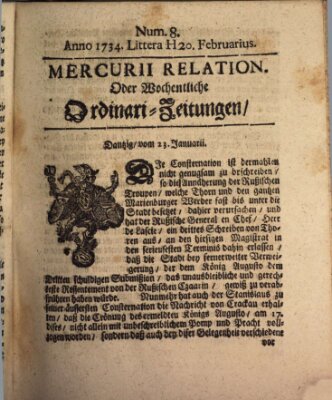 Mercurii Relation, oder wochentliche Ordinari Zeitungen von underschidlichen Orthen (Süddeutsche Presse)