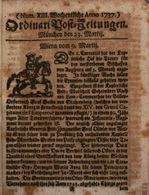 Wochentliche Ordinari Post-Zeitungen (Ordentliche wochentliche Post-Zeitungen) Samstag 23. März 1737