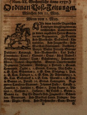 Wochentliche Ordinari Post-Zeitungen (Ordentliche wochentliche Post-Zeitungen) Samstag 11. Mai 1737