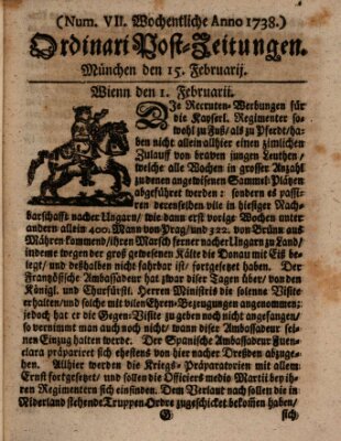 Wochentliche Ordinari Post-Zeitungen (Ordentliche wochentliche Post-Zeitungen) Samstag 15. Februar 1738