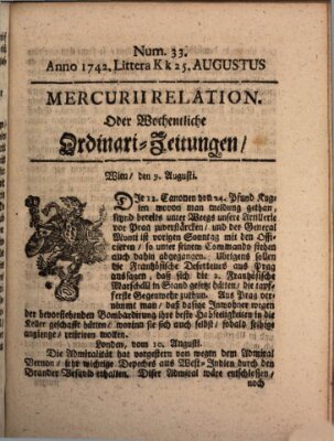 Mercurii Relation, oder wochentliche Ordinari Zeitungen von underschidlichen Orthen (Süddeutsche Presse)
