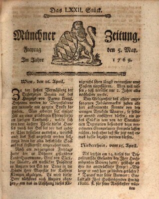 Münchner Zeitung (Süddeutsche Presse) Freitag 5. Mai 1769