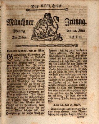 Münchner Zeitung (Süddeutsche Presse) Montag 12. Juni 1769