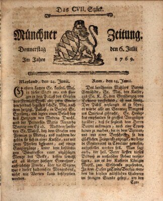 Münchner Zeitung (Süddeutsche Presse) Donnerstag 6. Juli 1769