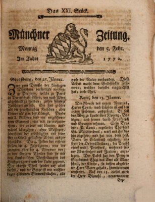 Münchner Zeitung (Süddeutsche Presse) Montag 5. Februar 1770