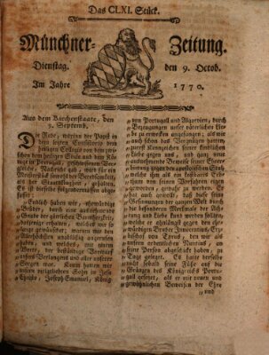 Münchner Zeitung (Süddeutsche Presse) Dienstag 9. Oktober 1770