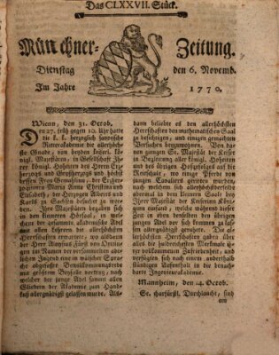 Münchner Zeitung (Süddeutsche Presse) Dienstag 6. November 1770