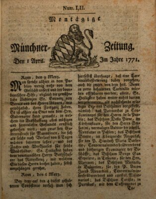Münchner Zeitung (Süddeutsche Presse) Montag 1. April 1771