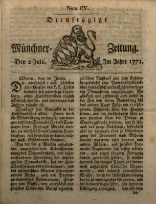 Münchner Zeitung (Süddeutsche Presse) Dienstag 2. Juli 1771