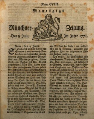 Münchner Zeitung (Süddeutsche Presse) Montag 8. Juli 1771