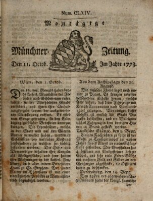 Münchner Zeitung (Süddeutsche Presse) Montag 11. Oktober 1773