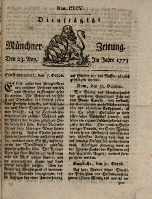 Münchner Zeitung (Süddeutsche Presse) Dienstag 23. November 1773