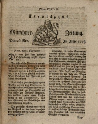 Münchner Zeitung (Süddeutsche Presse) Freitag 26. November 1773