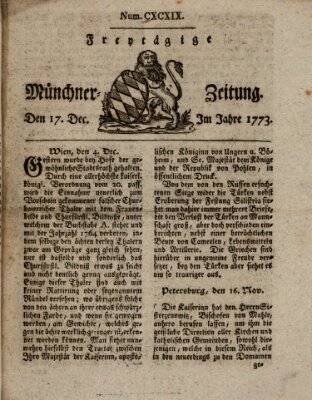 Münchner Zeitung (Süddeutsche Presse) Freitag 17. Dezember 1773
