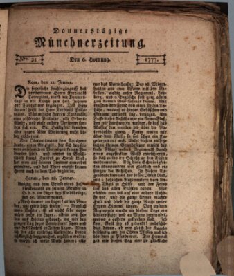 Münchner Zeitung (Süddeutsche Presse) Donnerstag 6. Februar 1777