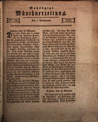 Münchner Zeitung (Süddeutsche Presse) Montag 3. November 1777