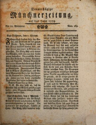 Münchner Zeitung (Süddeutsche Presse) Donnerstag 22. Oktober 1778