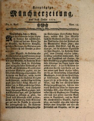 Münchner Zeitung (Süddeutsche Presse) Freitag 2. April 1779