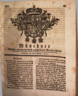 Münchner staats-, gelehrte, und vermischte Nachrichten (Süddeutsche Presse) Montag 29. Januar 1781