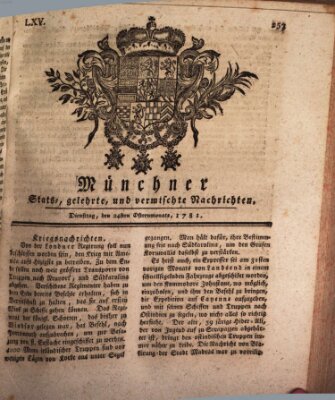 Münchner staats-, gelehrte, und vermischte Nachrichten (Süddeutsche Presse) Dienstag 24. April 1781