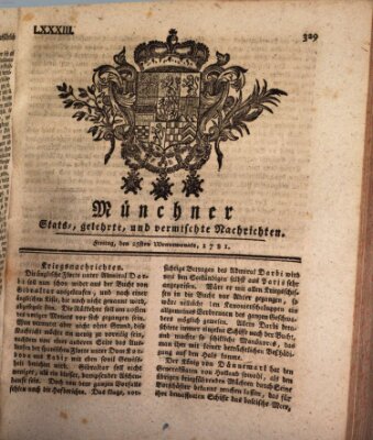 Münchner staats-, gelehrte, und vermischte Nachrichten (Süddeutsche Presse) Freitag 25. Mai 1781