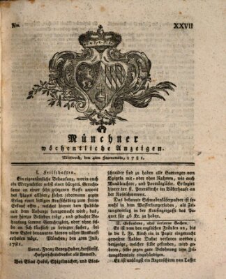 Münchner staats-, gelehrte, und vermischte Nachrichten (Süddeutsche Presse) Mittwoch 4. Juli 1781